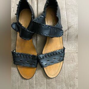Pinwheel  Black Leather Women's Sandals size 8 1/2 B $79